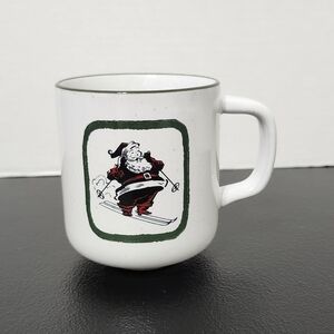 Hearth & Hand With Magnolia Mug Skiing Santa Coffee Tea Christmas Stoneware New